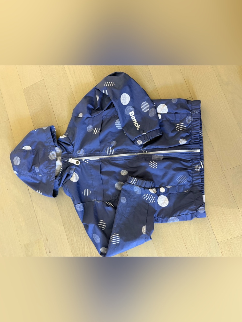 Bench Navy & White Polka Dot Hooded Raincoat for Kids